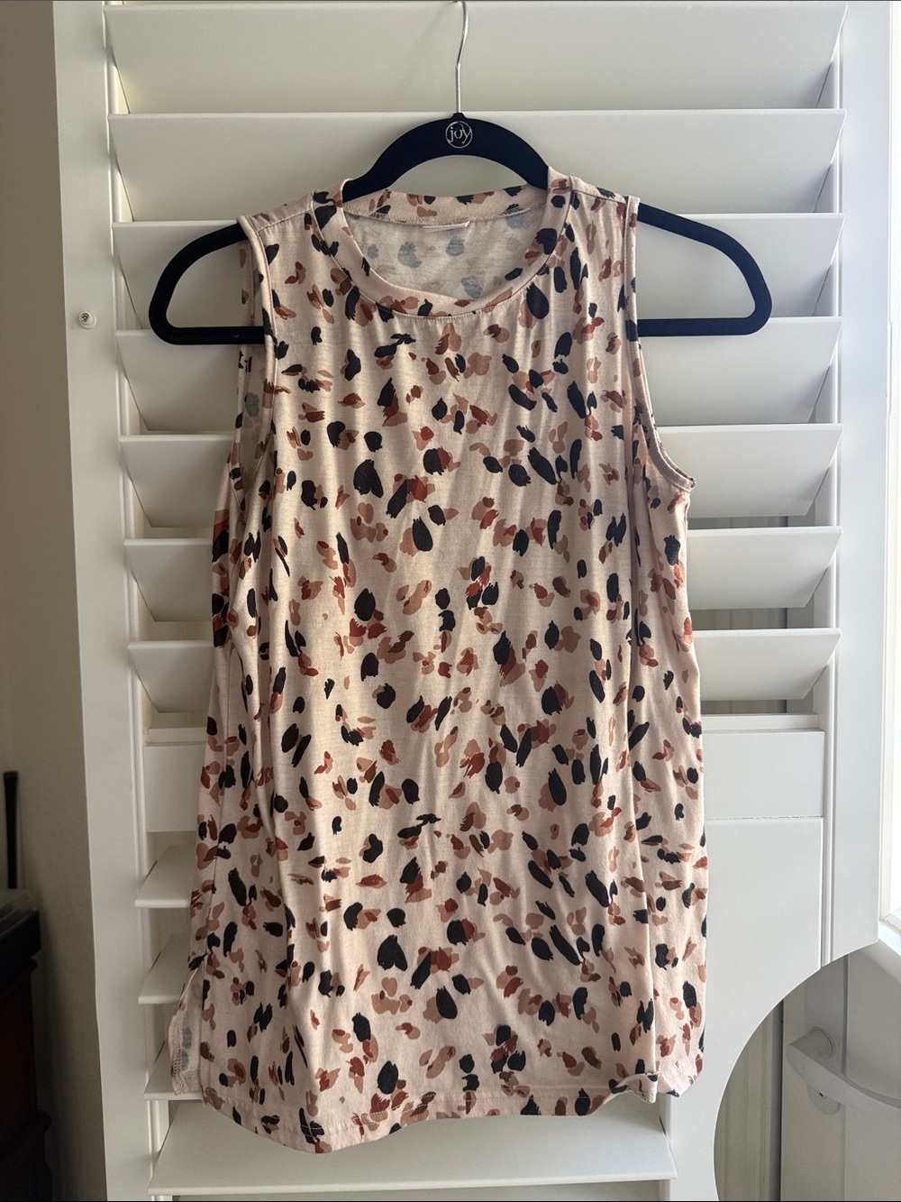 Amazon Beige Animal Print Sleeveless Top with Black & Brown Spots